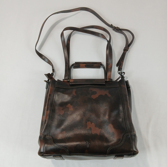 Frye Bag Charlie Frame Leather Camo Multi Handle Tote Satchel Crossbody